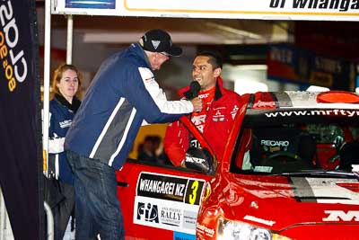 15-July-2011;APRC;Asia-Pacific-Rally-Championship;Gaurav-Gill;International-Rally-Of-Whangarei;NZ;New-Zealand;Northland;Rally;Whangarei;auto;ceremonial-start;ceremony;garage;motorsport;night;pre‒event;racing;start;telephoto