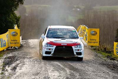 16;16;16-July-2011;APRC;Asia-Pacific-Rally-Championship;Brian-Green;Brian-Green-Motorsport;Fleur-Pedersen;International-Rally-Of-Whangarei;Mitsubishi-Lancer-Evolution-X;NZ;New-Zealand;Northland;Rally;Whangarei;auto;garage;motorsport;racing;special-stage;super-telephoto