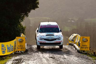 17;16-July-2011;17;APRC;Asia-Pacific-Rally-Championship;Daniel-Palau;International-Rally-Of-Whangarei;NZ;New-Zealand;Northland;Possum-Bourne-Motorsport;Rally;Subaru-Impreza-WRX-STI;Thierry-Song;Whangarei;auto;garage;motorsport;racing;special-stage;super-telephoto