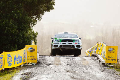 28;16-July-2011;APRC;Asia-Pacific-Rally-Championship;International-Rally-Of-Whangarei;John-Allen;Kingsley-Thompson;Mitsubishi-Lancer-Evolution-X;NZ;New-Zealand;Northland;Rally;Whangarei;auto;garage;motorsport;racing;special-stage;super-telephoto