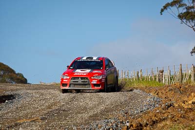 1;1;16-July-2011;APRC;Asia-Pacific-Rally-Championship;International-Rally-Of-Whangarei;Katsu-Taguchi;Mark-Stacey;Mitsubishi-Lancer-Evolution-X;NZ;New-Zealand;Northland;Rally;Team-MRF;Whangarei;auto;garage;motorsport;racing;special-stage;telephoto