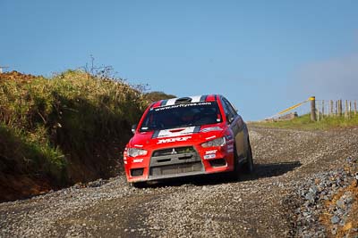 1;1;16-July-2011;APRC;Asia-Pacific-Rally-Championship;International-Rally-Of-Whangarei;Katsu-Taguchi;Mark-Stacey;Mitsubishi-Lancer-Evolution-X;NZ;New-Zealand;Northland;Rally;Team-MRF;Whangarei;auto;garage;motorsport;racing;special-stage;telephoto