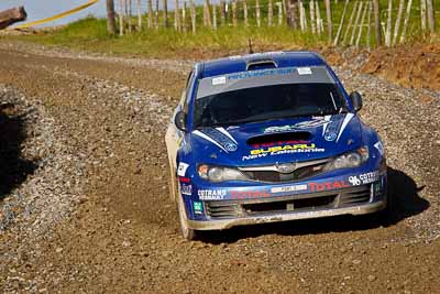 14;14;16-July-2011;APRC;Asia-Pacific-Rally-Championship;International-Rally-Of-Whangarei;Jean‒Louis-Leyraud;NZ;New-Zealand;Northland;Possum-Bourne-Motorsport;Rally;Rob-Scott;Subaru-Impreza-WRX-STI;Whangarei;auto;garage;motorsport;racing;special-stage;telephoto