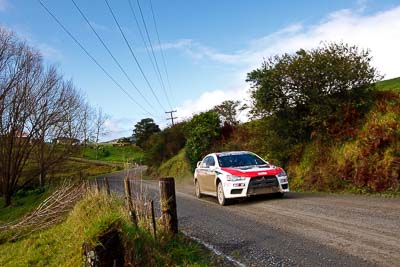 16;16;16-July-2011;APRC;Asia-Pacific-Rally-Championship;Brian-Green;Brian-Green-Motorsport;Fleur-Pedersen;International-Rally-Of-Whangarei;Mitsubishi-Lancer-Evolution-X;NZ;New-Zealand;Northland;Rally;Whangarei;auto;clouds;garage;landscape;motorsport;racing;scenery;sky;special-stage;wide-angle