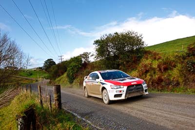 16;16;16-July-2011;APRC;Asia-Pacific-Rally-Championship;Brian-Green;Brian-Green-Motorsport;Fleur-Pedersen;International-Rally-Of-Whangarei;Mitsubishi-Lancer-Evolution-X;NZ;New-Zealand;Northland;Rally;Whangarei;auto;clouds;garage;landscape;motorsport;racing;scenery;sky;special-stage;wide-angle