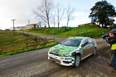 28;16-July-2011;APRC;Asia-Pacific-Rally-Championship;International-Rally-Of-Whangarei;John-Allen;Kingsley-Thompson;Mitsubishi-Lancer-Evolution-X;NZ;New-Zealand;Northland;Rally;Whangarei;auto;garage;landscape;motorsport;racing;scenery;special-stage;wide-angle