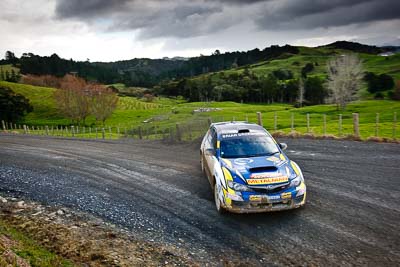 7;16-July-2011;7;APRC;Asia-Pacific-Rally-Championship;Ben-Atkinson;Emma-Gilmour;International-Rally-Of-Whangarei;NZ;New-Zealand;Northland;Rally;Subaru-Impreza-WRX-STI;Whangarei;auto;clouds;garage;landscape;motorsport;racing;scenery;sky;special-stage;wide-angle