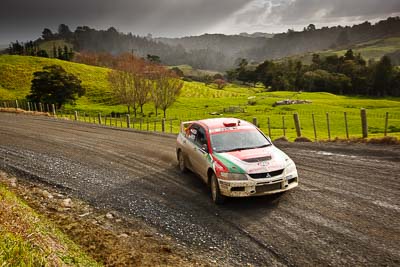 12;12;16-July-2011;APRC;Asia-Pacific-Rally-Championship;Bosowa-Rally-Team;Hade-Mboi;International-Rally-Of-Whangarei;Mitsubishi-Lancer-Evolution-IX;NZ;New-Zealand;Northland;Rally;Subhan-Aksa;Whangarei;auto;clouds;garage;landscape;motorsport;racing;scenery;sky;special-stage;wide-angle