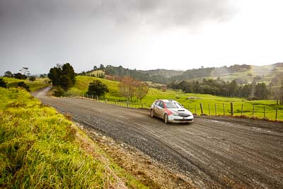 15;16-July-2011;APRC;Asia-Pacific-Rally-Championship;International-Rally-Of-Whangarei;Jason-Farmer;Matt-Jansen;NZ;New-Zealand;Northland;Rally;Subaru-Impreza-WRX-STI;Whangarei;auto;clouds;garage;landscape;motorsport;racing;scenery;sky;special-stage;wide-angle