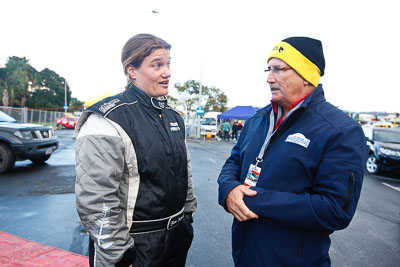 16-July-2011;APRC;Asia-Pacific-Rally-Championship;Fleur-Pedersen;International-Rally-Of-Whangarei;NZ;New-Zealand;Northland;Rally;Whangarei;auto;garage;motorsport;portrait;racing;service-park;wide-angle