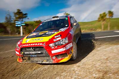 6;17-July-2011;6;APRC;Asia-Pacific-Rally-Championship;International-Rally-Of-Whangarei;Mitsubishi-Lancer-Evolution-X;NZ;New-Zealand;Northland;Rally;Richard-Mason;Sara-Mason;Soueast-Motor-Kumho-Team;Topshot;Whangarei;auto;clouds;garage;motorsport;racing;sky;special-stage;wide-angle