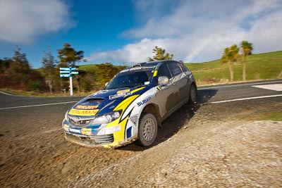 7;17-July-2011;7;APRC;Asia-Pacific-Rally-Championship;Ben-Atkinson;Emma-Gilmour;International-Rally-Of-Whangarei;NZ;New-Zealand;Northland;Rally;Subaru-Impreza-WRX-STI;Whangarei;auto;clouds;garage;motorsport;racing;sky;special-stage;wide-angle