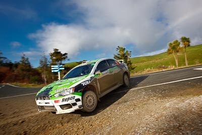 28;17-July-2011;APRC;Asia-Pacific-Rally-Championship;International-Rally-Of-Whangarei;John-Allen;Kingsley-Thompson;Mitsubishi-Lancer-Evolution-X;NZ;New-Zealand;Northland;Rally;Whangarei;auto;clouds;garage;motorsport;racing;sky;special-stage;wide-angle