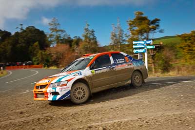 27;17-July-2011;27;APRC;Asia-Pacific-Rally-Championship;Glenn-Goldring;Glenn-Inkster;International-Rally-Of-Whangarei;Mitsubishi-Lancer-Evolution-IX;NZ;New-Zealand;Northland;Rally;Whangarei;auto;clouds;garage;motorsport;racing;sky;special-stage;wide-angle