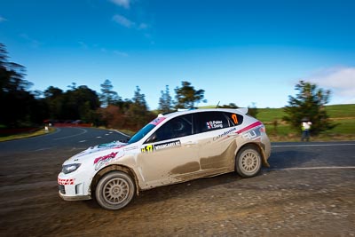 17;17;17-July-2011;APRC;Asia-Pacific-Rally-Championship;Daniel-Palau;International-Rally-Of-Whangarei;NZ;New-Zealand;Northland;Possum-Bourne-Motorsport;Rally;Subaru-Impreza-WRX-STI;Thierry-Song;Whangarei;auto;clouds;garage;motorsport;racing;sky;special-stage;wide-angle