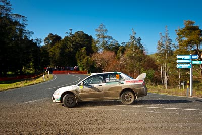 29;17-July-2011;29;APRC;Asia-Pacific-Rally-Championship;Cherish-Rally-Team;International-Rally-Of-Whangarei;Mitsubishi-Lancer-Evolution-IX;NZ;New-Zealand;Northland;Rally;Seiichiro-Taguchi;Shigeru-Ikeda;Whangarei;auto;clouds;garage;motorsport;racing;sky;special-stage;wide-angle