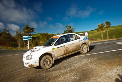 57;17-July-2011;57;APRC;Anthony-Mabbett;Asia-Pacific-Rally-Championship;Doug-Adnitt;International-Rally-Of-Whangarei;NZ;New-Zealand;Northland;Rally;Subaru-Impreza-WRX-STI;Whangarei;auto;clouds;garage;motorsport;racing;sky;special-stage;wide-angle