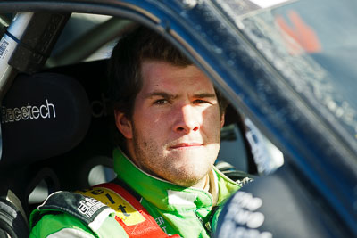 17-July-2011;APRC;Asia-Pacific-Rally-Championship;Ben-Jagger;International-Rally-Of-Whangarei;NZ;New-Zealand;Northland;Rally;Whangarei;auto;garage;in‒car;motorsport;portrait;racing;service-park;super-telephoto