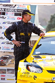 17-July-2011;APRC;Asia-Pacific-Rally-Championship;Bill-Hayes;International-Rally-Of-Whangarei;NZ;New-Zealand;Northland;Proton;Rally;Whangarei;auto;garage;motorsport;podium;portrait;racing;telephoto