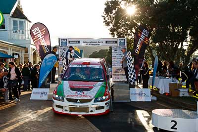 12;12;17-July-2011;APRC;Asia-Pacific-Rally-Championship;Bosowa-Rally-Team;Hade-Mboi;International-Rally-Of-Whangarei;Mitsubishi-Lancer-Evolution-IX;NZ;New-Zealand;Northland;Rally;Subhan-Aksa;Whangarei;auto;garage;motorsport;podium;racing;wide-angle