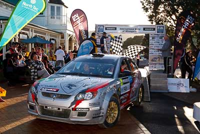 21;17-July-2011;21;APRC;Akira-Bamba;Asia-Pacific-Rally-Championship;International-Rally-Of-Whangarei;NZ;New-Zealand;Northland;Proton-Cusco-Rally-Team;Proton-Satria-Neo;Rally;Takahiro-Yasui;Whangarei;auto;garage;motorsport;podium;racing;wide-angle