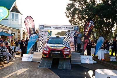 19;17-July-2011;19;APRC;Asia-Pacific-Rally-Championship;Fan-Fan;International-Rally-Of-Whangarei;Junwei-Fang;Mitsubishi-Lancer-Evolution-X;NZ;New-Zealand;Northland;Rally;Soueast-Motor-Kumho-Team;Whangarei;auto;garage;motorsport;podium;racing;wide-angle