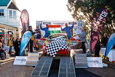 31;17-July-2011;31;APRC;Asia-Pacific-Rally-Championship;International-Rally-Of-Whangarei;Musa-Sherif;NZ;New-Zealand;Northland;Pennzoil-GSR-Racing-Team;Rally;Sanjay-Ram-Takle;Whangarei;auto;garage;motorsport;podium;racing;wide-angle