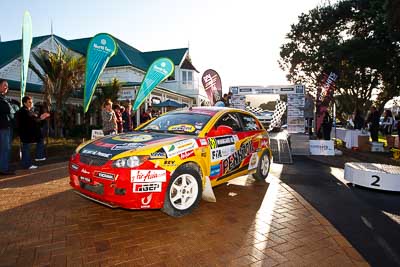 31;17-July-2011;31;APRC;Asia-Pacific-Rally-Championship;International-Rally-Of-Whangarei;Musa-Sherif;NZ;New-Zealand;Northland;Pennzoil-GSR-Racing-Team;Rally;Sanjay-Ram-Takle;Whangarei;auto;garage;motorsport;podium;racing;wide-angle