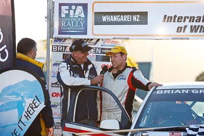 17-July-2011;APRC;Asia-Pacific-Rally-Championship;International-Rally-Of-Whangarei;Josh-Marston;NZ;New-Zealand;Northland;Rally;Whangarei;auto;garage;motorsport;podium;racing;telephoto