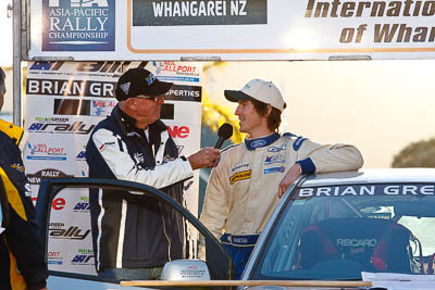 17-July-2011;APRC;Asia-Pacific-Rally-Championship;Ben-Hunt;International-Rally-Of-Whangarei;NZ;New-Zealand;Northland;Rally;Whangarei;auto;garage;motorsport;podium;racing;telephoto