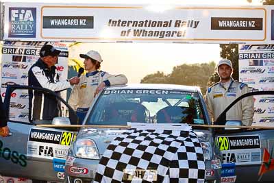 20;17-July-2011;20;APRC;Asia-Pacific-Rally-Championship;Ben-Hunt;Brian-Green-Motorsport;International-Rally-Of-Whangarei;NZ;New-Zealand;Northland;Rally;Tony-Rawstorn;Whangarei;auto;garage;motorsport;podium;racing;telephoto