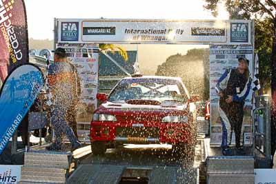 45;17-July-2011;45;APRC;Asia-Pacific-Rally-Championship;Brendan-Oakden;International-Rally-Of-Whangarei;NZ;Natasha-Oakden;New-Zealand;Northland;Rally;Subaru-Impreza-WRX;Whangarei;auto;garage;motorsport;podium;racing;telephoto