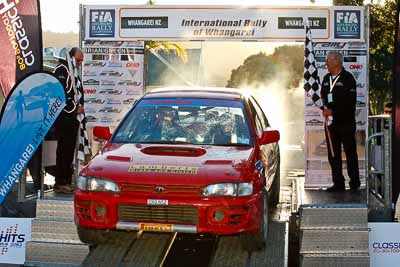 45;17-July-2011;45;APRC;Asia-Pacific-Rally-Championship;Brendan-Oakden;International-Rally-Of-Whangarei;NZ;Natasha-Oakden;New-Zealand;Northland;Rally;Subaru-Impreza-WRX;Whangarei;auto;garage;motorsport;podium;racing;telephoto