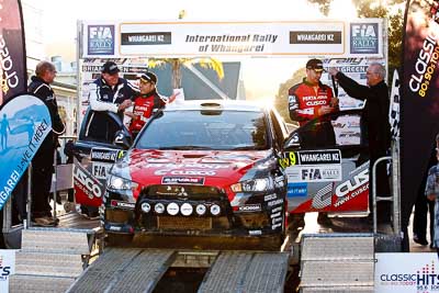 9;17-July-2011;9;APRC;Asia-Pacific-Rally-Championship;International-Rally-Of-Whangarei;NZ;New-Zealand;Northland;Pertamina-Cusco-Racing;Rally;Rifat-Sungkar;Scott-Beckwith;Whangarei;auto;garage;motorsport;podium;racing;telephoto