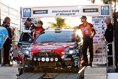 9;17-July-2011;9;APRC;Asia-Pacific-Rally-Championship;International-Rally-Of-Whangarei;NZ;New-Zealand;Northland;Pertamina-Cusco-Racing;Rally;Rifat-Sungkar;Scott-Beckwith;Whangarei;auto;garage;motorsport;podium;racing;telephoto