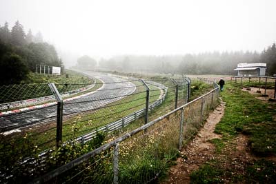 29-July-2011;Brunnchen;Brünnchen;Deutschland;Germany;Green-Hell;Grüne-Hölle;Nordschleife;Nuerburg;Nuerburgring;Nurburg;Nurburgring;Nürburg;Nürburgring;Rhineland‒Palatinate;atmosphere;auto;barrier;circuit;fog;landscape;mood;motorsport;racing;scenery;track;trees;wide-angle