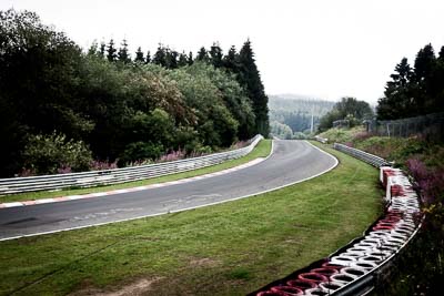 29-July-2011;Deutschland;Germany;Green-Hell;Grüne-Hölle;Nordschleife;Nuerburg;Nuerburgring;Nurburg;Nurburgring;Nürburg;Nürburgring;Rhineland‒Palatinate;atmosphere;auto;barrier;circuit;fog;landscape;mood;motorsport;racing;scenery;track;trees;wide-angle