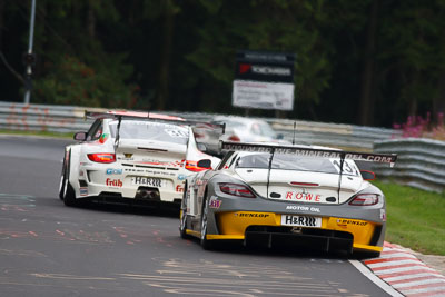 13;13;30-July-2011;Alexander-Roloff;Deutschland;Germany;Green-Hell;Grüne-Hölle;Hatzenbach;Langstreckenmeisterschaft;Mercedes‒Benz-SLS-AMG-GT3;Michael-Zehe;Nordschleife;Nuerburg;Nuerburgring;Nurburg;Nurburgring;Nürburg;Nürburgring;ROWE-Racing;Rhineland‒Palatinate;Roland-Rehfeld;VLN;auto;championship;endurance;motorsport;racing;super-telephoto