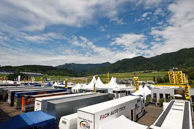 12-August-2011;ADAC-Masters;Austria;Red-Bull-Ring;Spielberg;Styria;atmosphere;auto;circuit;clouds;landscape;motorsport;paddock;racing;scenery;sky;track;transporter;wide-angle;Österreich