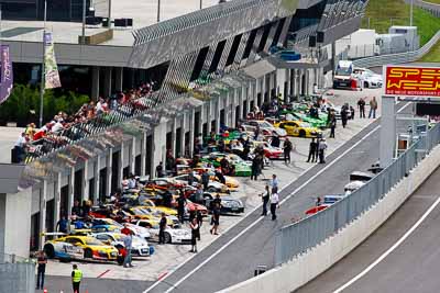 12-August-2011;ADAC-GT-Masters;ADAC-Masters;Austria;Grand-Tourer;Red-Bull-Ring;Spielberg;Styria;auto;building;cars;circuit;drivers;group;motorsport;pitlane;qualifying;racing;super-telephoto;team;track;Österreich