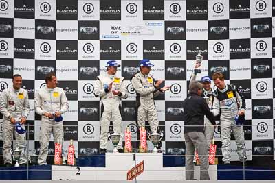 13-August-2011;ADAC-GT-Masters;ADAC-Masters;Andreas-Simonsen;Andreas-Zuber;Austria;Christian-Engelhart;Christopher-Haase;Grand-Tourer;Lance-David-Arnold;Norbert-Siedler;Red-Bull-Ring;Spielberg;Styria;atmosphere;auto;celebration;circuit;motorsport;podium;racing;telephoto;track;trophy;Österreich