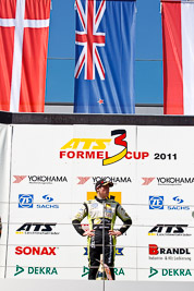 14-August-2011;ADAC-Masters;ATS-Formel-3-Cup;Austria;Formula-3;Open-Wheeler;Red-Bull-Ring;Richie-Stanaway;Spielberg;Styria;atmosphere;auto;celebration;circuit;motorsport;podium;portrait;racing;telephoto;track;Österreich