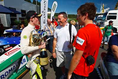 14-August-2011;ADAC-Masters;ATS-Formel-3-Cup;Austria;Formula-3;Open-Wheeler;Red-Bull-Ring;Richie-Stanaway;Spielberg;Styria;atmosphere;auto;champagne;circuit;motorsport;paddock;portrait;racing;track;trophy;wide-angle;Österreich