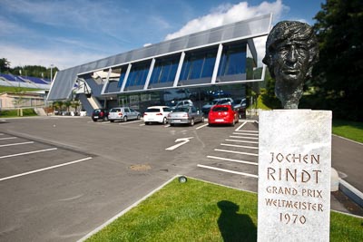 15-August-2011;Austria;Jochen-Rindt;atmosphere;auto;building;cars;memorial;motorsport;parking;racing;wide-angle;Österreich