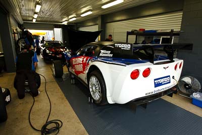 9;26-November-2011;9;Australia;Chevrolet-Corvette-Z06‒R-GT3;Island-Magic;Jim-Manolios;Melbourne;PIARC;Phillip-Island;Production-Sports-Cars;Rod-Wilson;VIC;Victoria;atmosphere;auto;motorsport;pitlane;racing;wide-angle