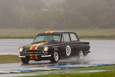 51;26-November-2011;51;Australia;Historic-Touring-Cars;Island-Magic;Lotus-Cortina;Melbourne;PIARC;Paul-Trevethan;Phillip-Island;VIC;Victoria;auto;classic;motorsport;racing;rain;super-telephoto;vintage;wet