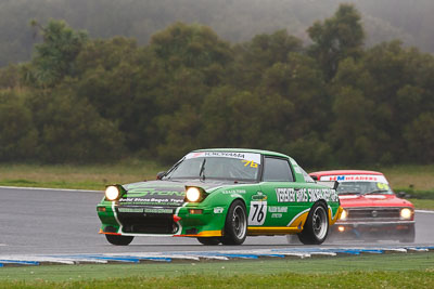 76;26-November-2011;76;Australia;Daniel-Vereker;Improved-Production;Island-Magic;Mazda-RX‒7;Mazda-RX7;Melbourne;PIARC;Phillip-Island;VIC;Victoria;auto;motorsport;racing;rain;super-telephoto;wet