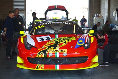 33;24-February-2012;33;50mm;Australia;Bathurst;Bathurst-12-Hour;Clearwater-Racing;Craig-Baird;Ferrari-458-Italia-GT3;Matt-Griffin;Mok-Weng-Sun;Mt-Panorama;NSW;New-South-Wales;atmosphere;auto;endurance;motorsport;pitlane;racing