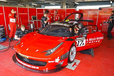 17;17;24-February-2012;Allan-Simonsen;Australia;Bathurst;Bathurst-12-Hour;Dominik-Farnbacher;Ferrari-458-Italia-GT3;John-Bowe;Maranello-Motorsport;Mt-Panorama;NSW;New-South-Wales;Peter-Edwards;atmosphere;auto;endurance;motorsport;pitlane;racing;wide-angle