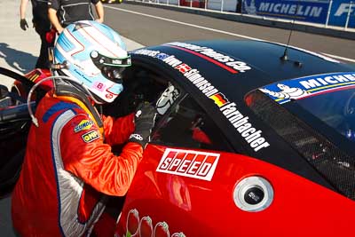 17;17;24-February-2012;Australia;Bathurst;Bathurst-12-Hour;Dominik-Farnbacher;Ferrari-458-Italia-GT3;Maranello-Motorsport;Mt-Panorama;NSW;New-South-Wales;atmosphere;auto;endurance;motorsport;paddock;pitlane;portrait;racing;wide-angle